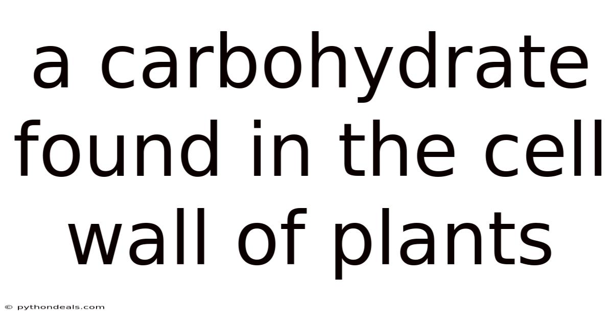 A Carbohydrate Found In The Cell Wall Of Plants