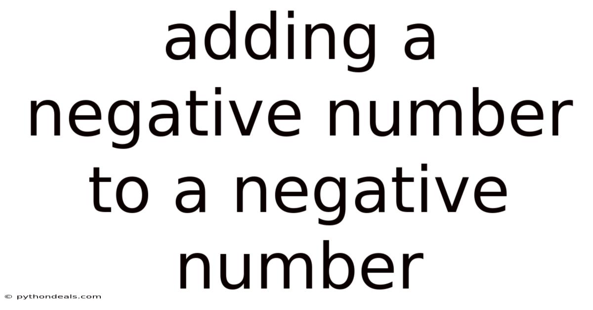 Adding A Negative Number To A Negative Number