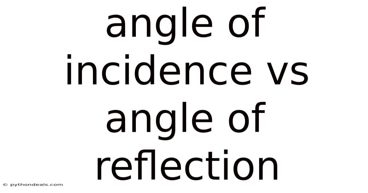 Angle Of Incidence Vs Angle Of Reflection
