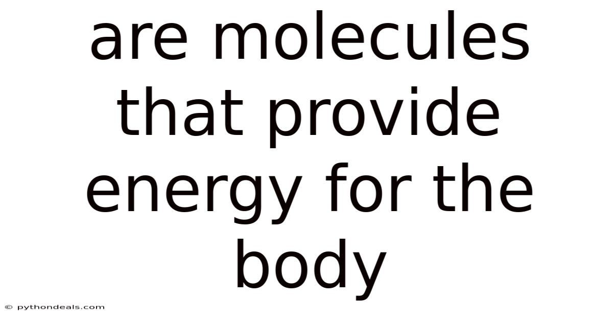 Are Molecules That Provide Energy For The Body