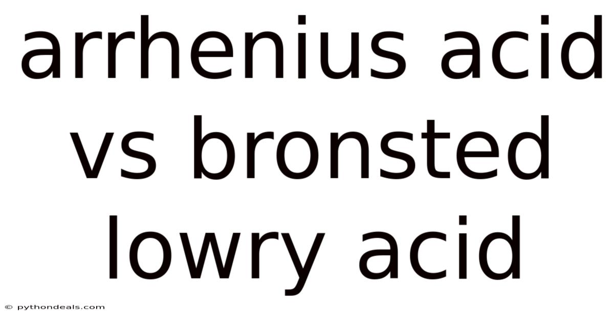 Arrhenius Acid Vs Bronsted Lowry Acid