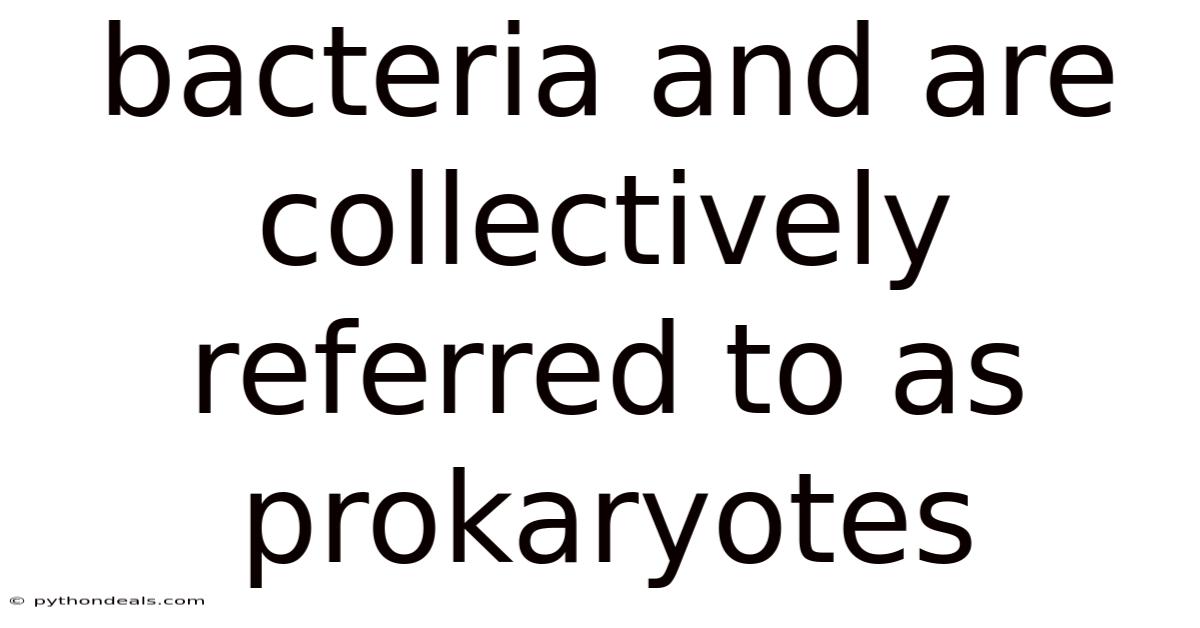Bacteria And Are Collectively Referred To As Prokaryotes