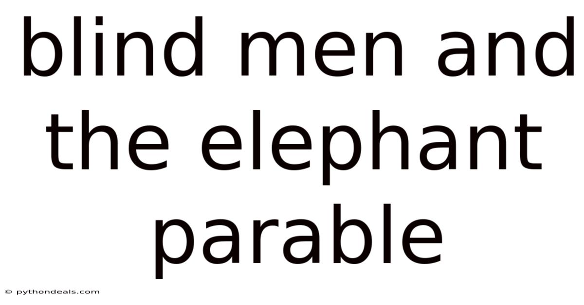 Blind Men And The Elephant Parable