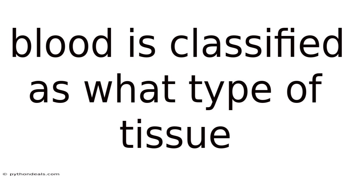 Blood Is Classified As What Type Of Tissue