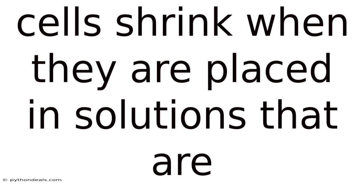 Cells Shrink When They Are Placed In Solutions That Are