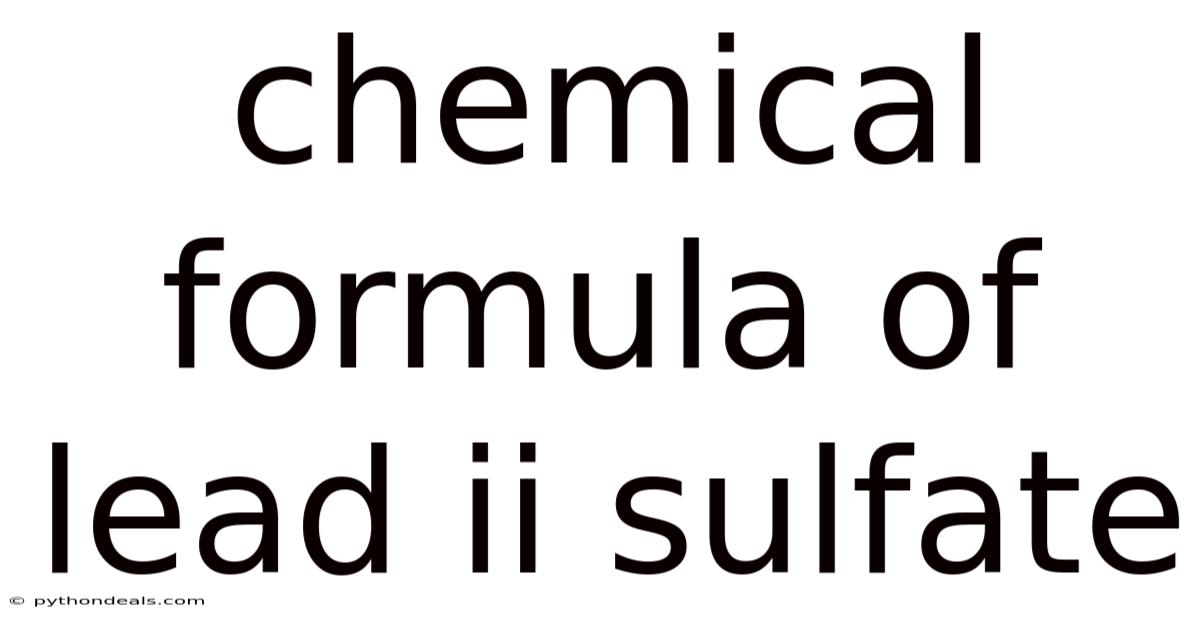 Chemical Formula Of Lead Ii Sulfate