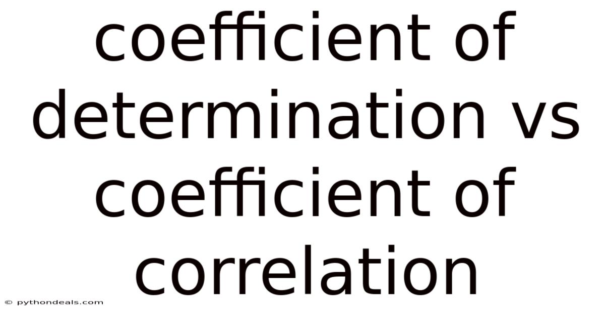 Coefficient Of Determination Vs Coefficient Of Correlation