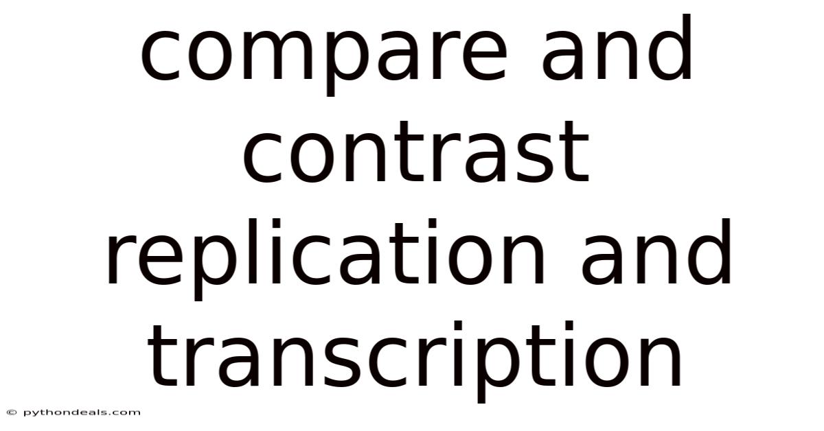 Compare And Contrast Replication And Transcription