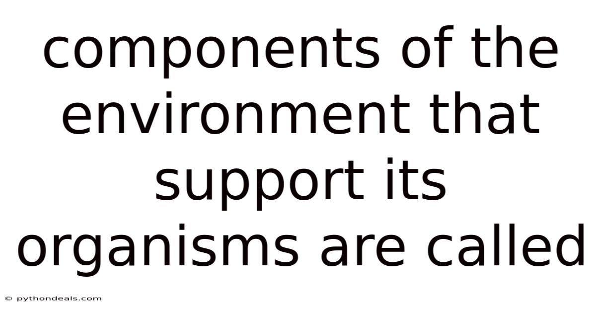 Components Of The Environment That Support Its Organisms Are Called