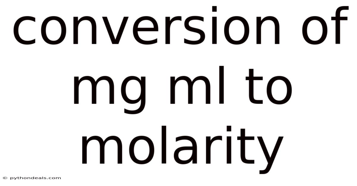 Conversion Of Mg Ml To Molarity