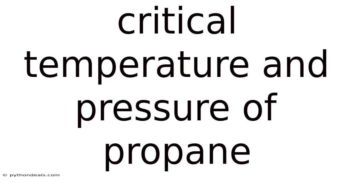 Critical Temperature And Pressure Of Propane