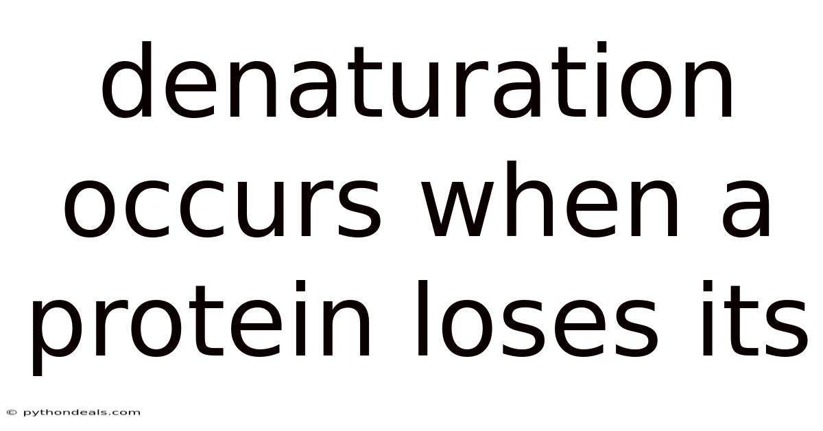 Denaturation Occurs When A Protein Loses Its