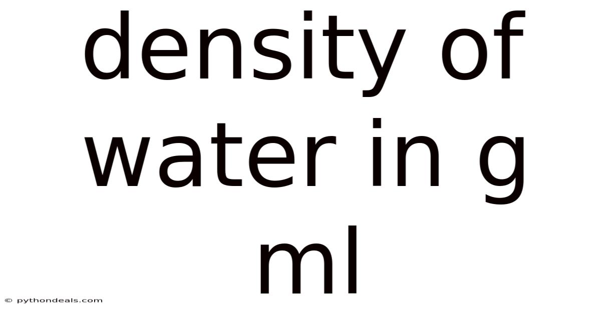 Density Of Water In G Ml
