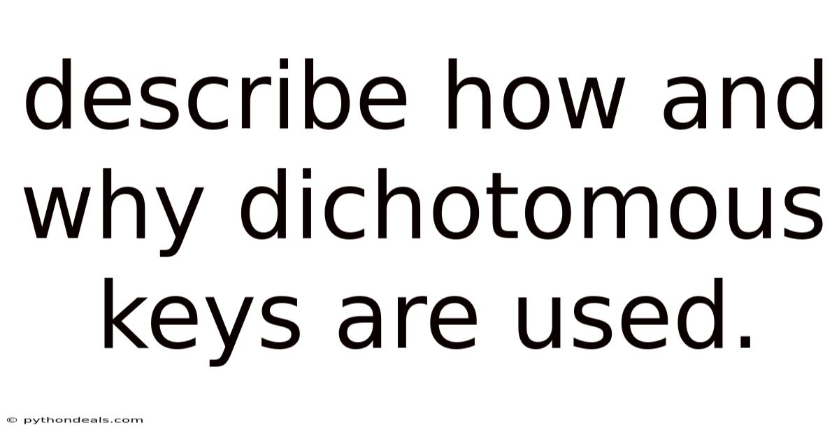 Describe How And Why Dichotomous Keys Are Used