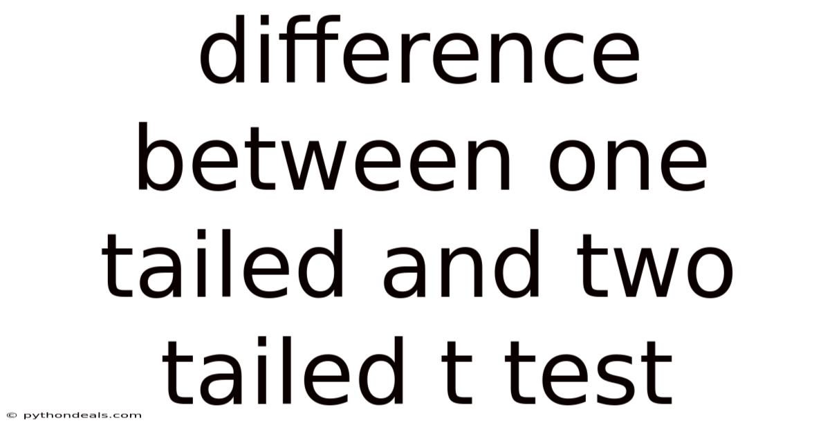 Difference Between One Tailed And Two Tailed T Test