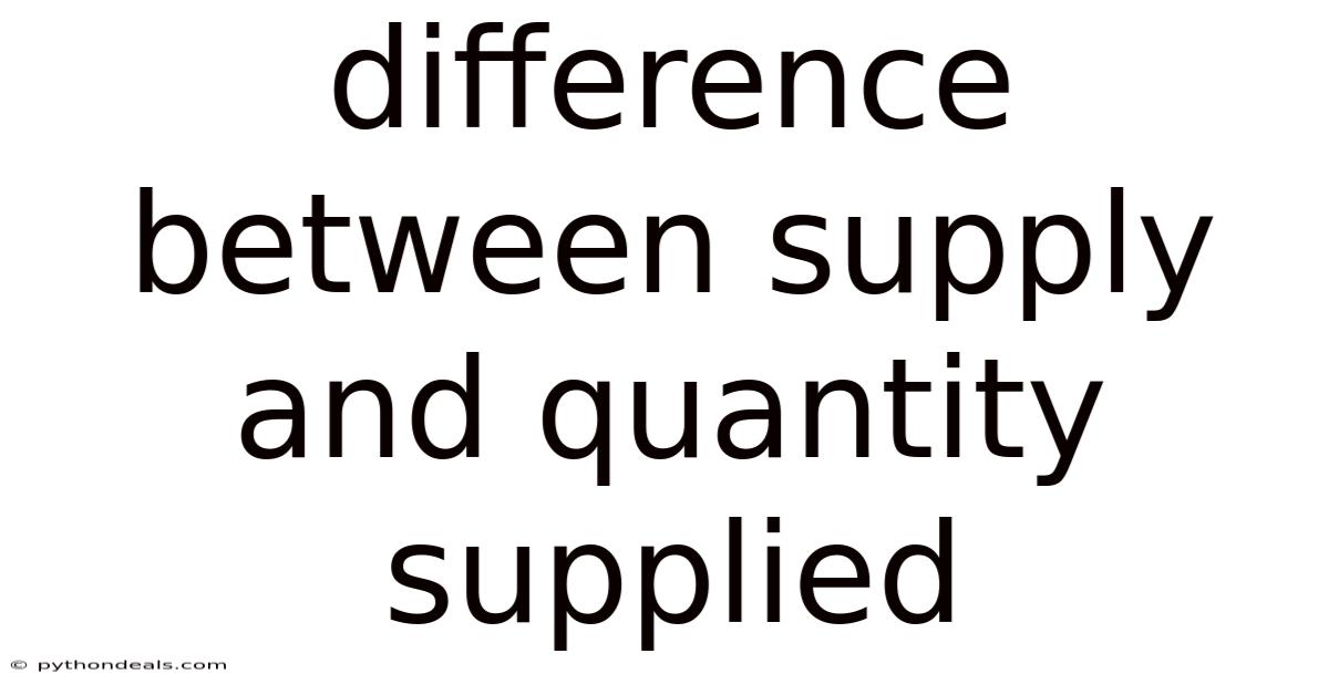 Difference Between Supply And Quantity Supplied