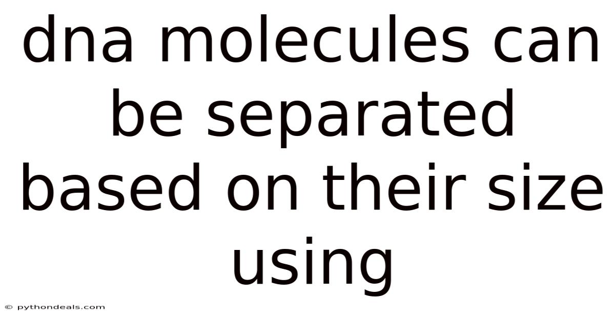 Dna Molecules Can Be Separated Based On Their Size Using