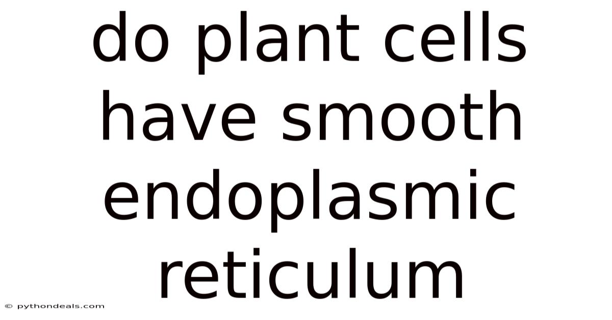 Do Plant Cells Have Smooth Endoplasmic Reticulum