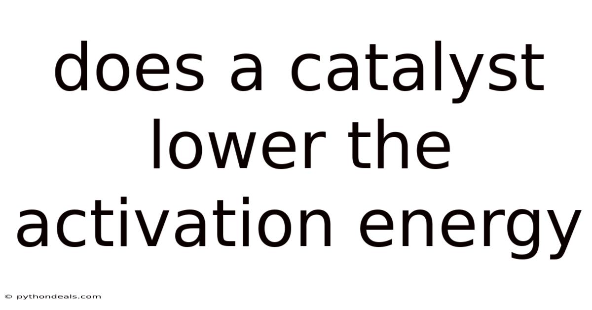 Does A Catalyst Lower The Activation Energy