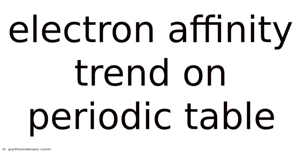 Electron Affinity Trend On Periodic Table