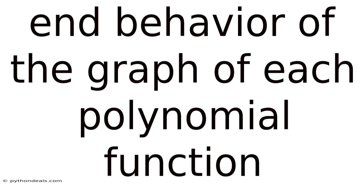 End Behavior Of The Graph Of Each Polynomial Function