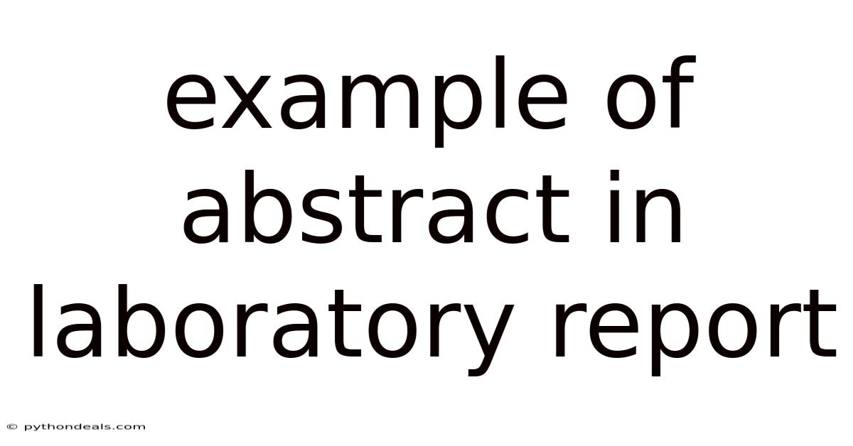 Example Of Abstract In Laboratory Report