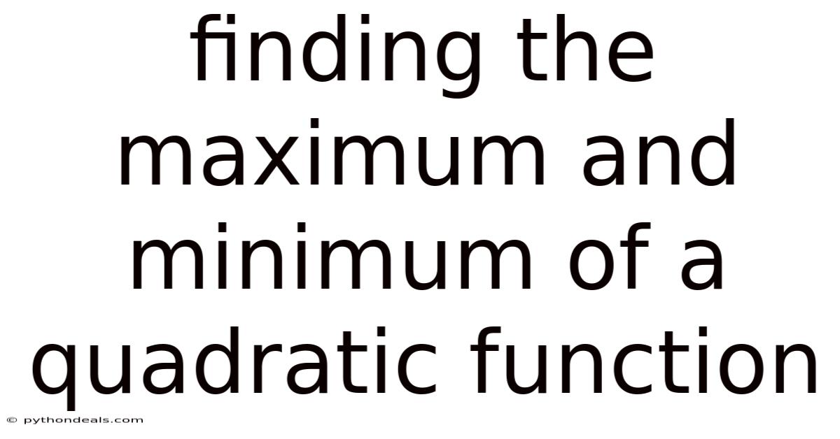 Finding The Maximum And Minimum Of A Quadratic Function