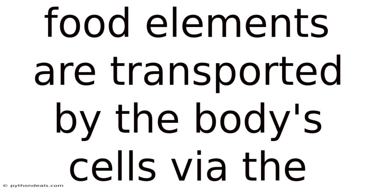 Food Elements Are Transported By The Body's Cells Via The