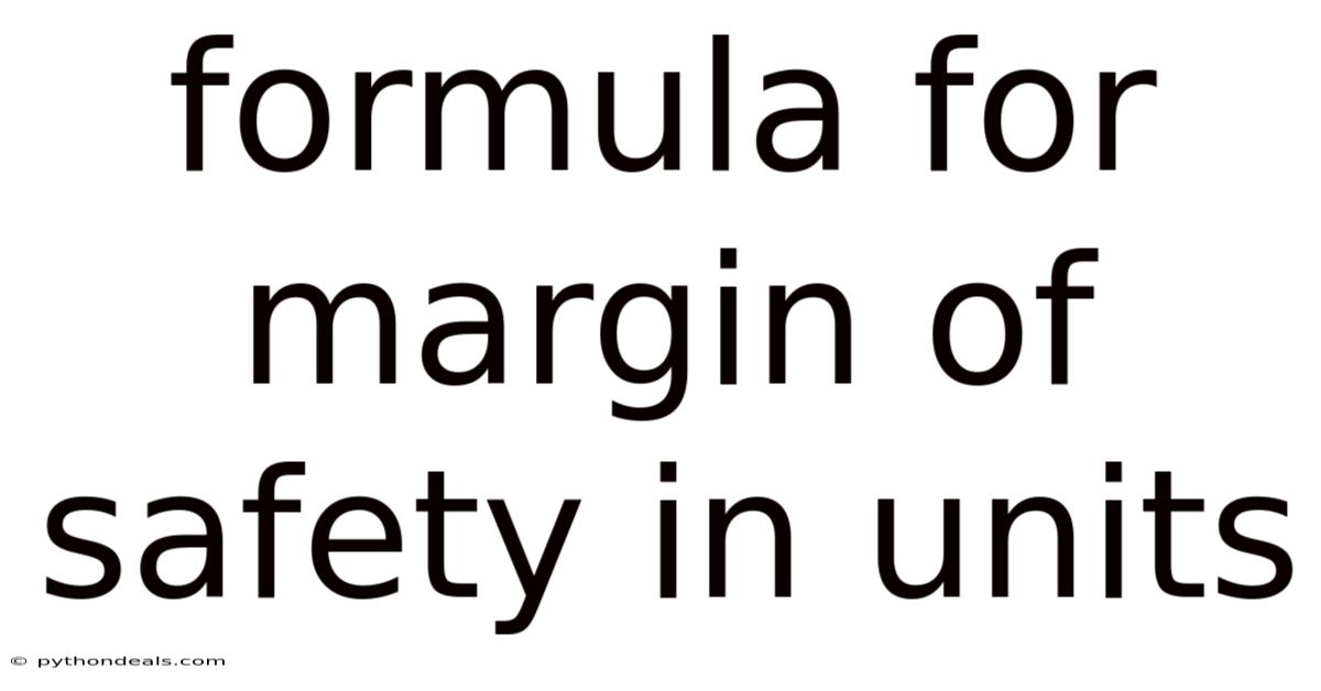 Formula For Margin Of Safety In Units