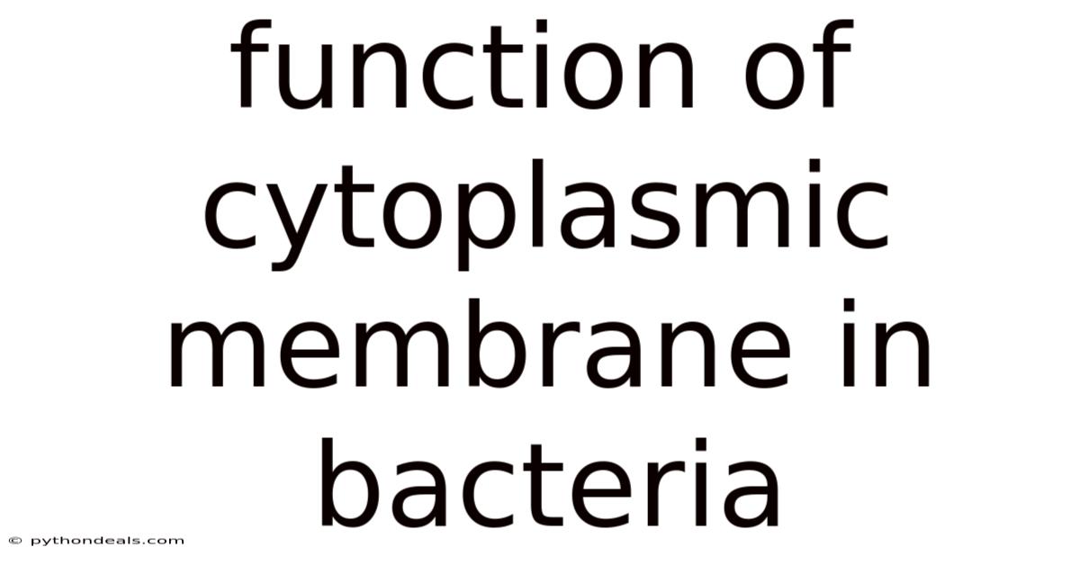 Function Of Cytoplasmic Membrane In Bacteria