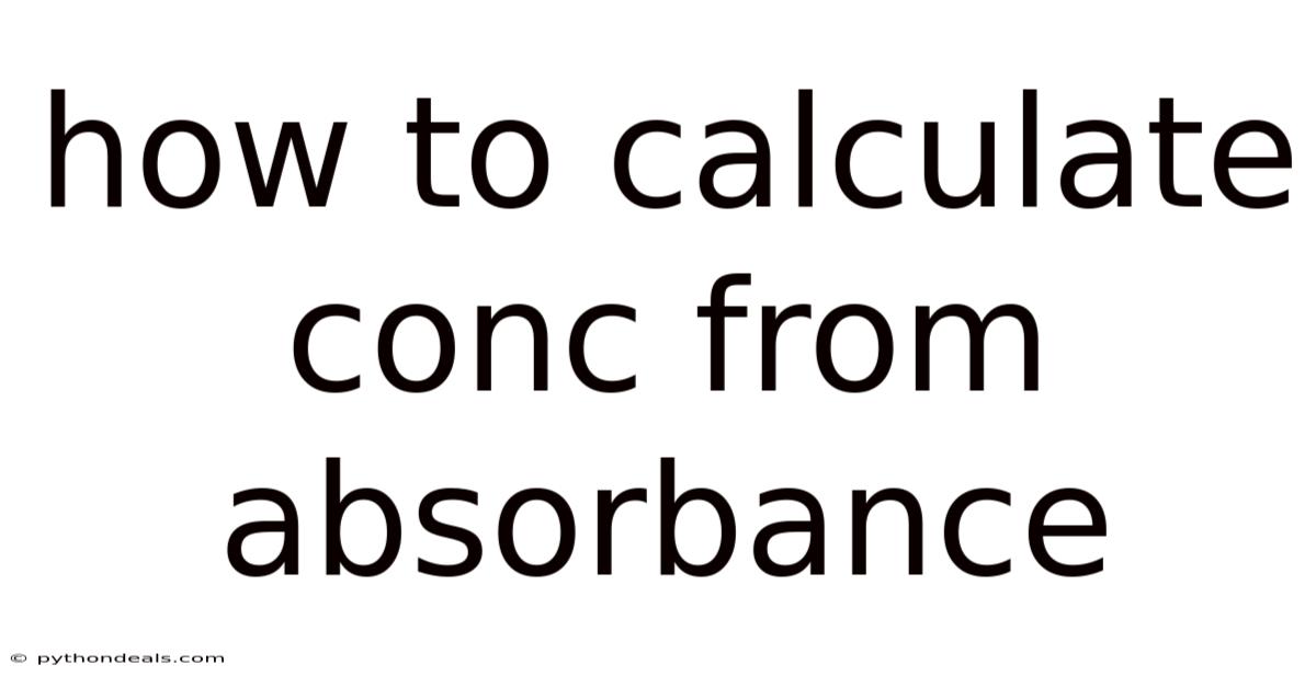 How To Calculate Conc From Absorbance
