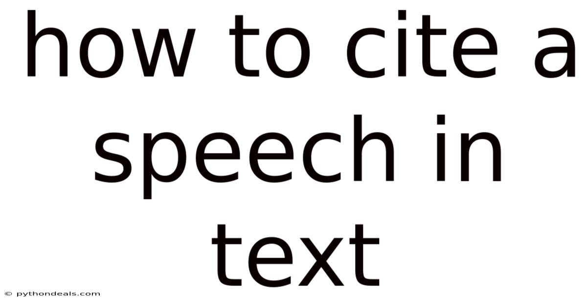 How To Cite A Speech In Text