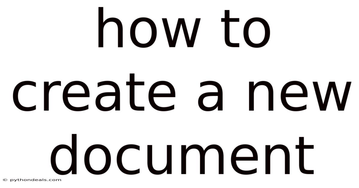 How To Create A New Document