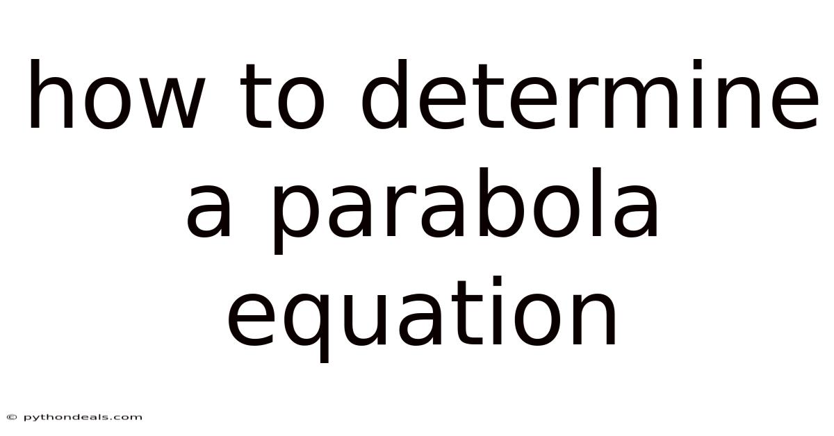 How To Determine A Parabola Equation