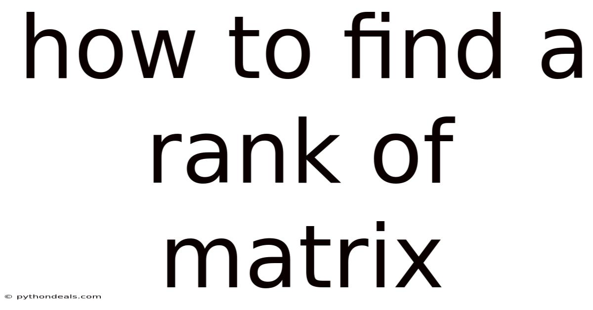 How To Find A Rank Of Matrix
