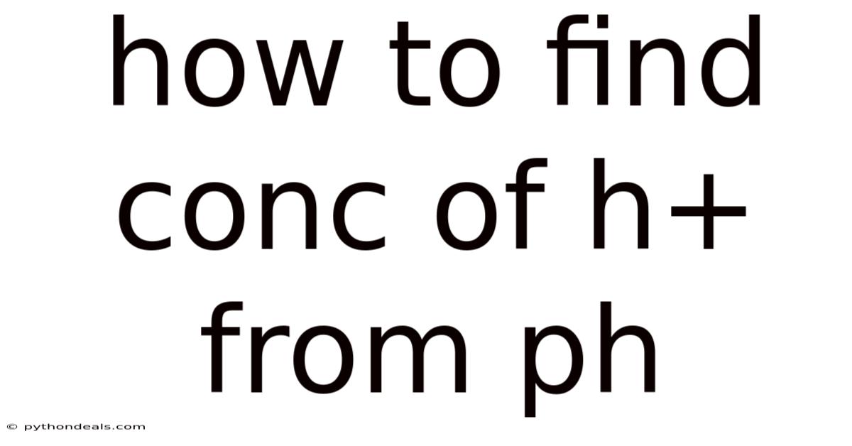 How To Find Conc Of H+ From Ph