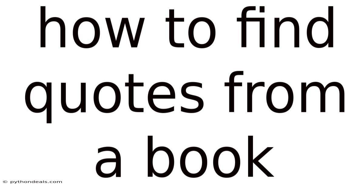 How To Find Quotes From A Book