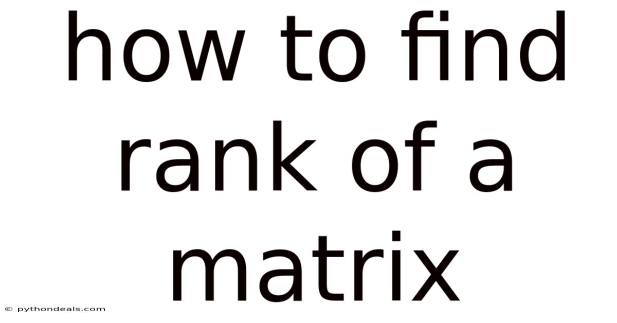 How To Find Rank Of A Matrix