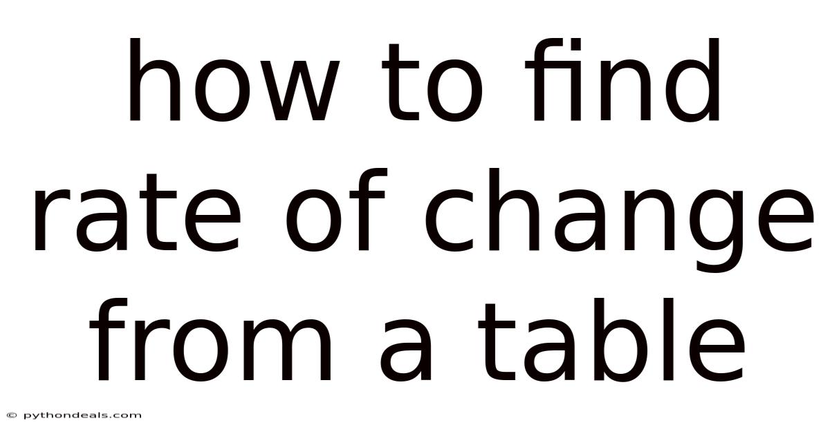 How To Find Rate Of Change From A Table