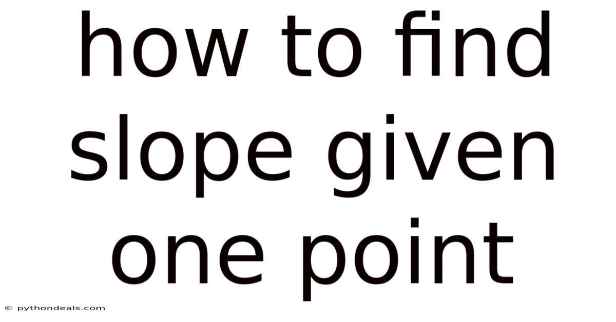 How To Find Slope Given One Point