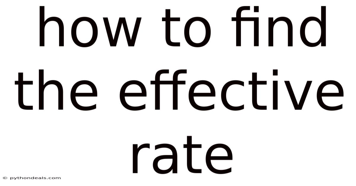 How To Find The Effective Rate