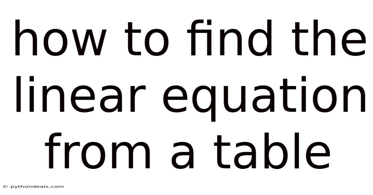 How To Find The Linear Equation From A Table