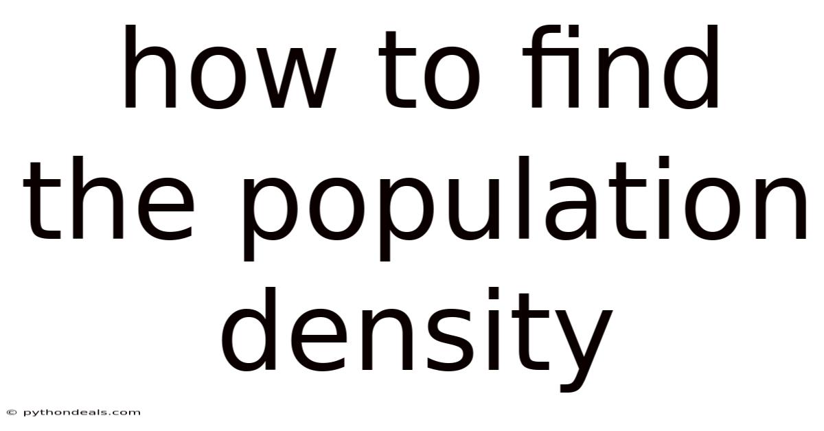 How To Find The Population Density