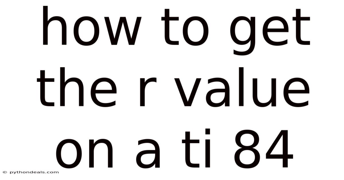 How To Get The R Value On A Ti 84