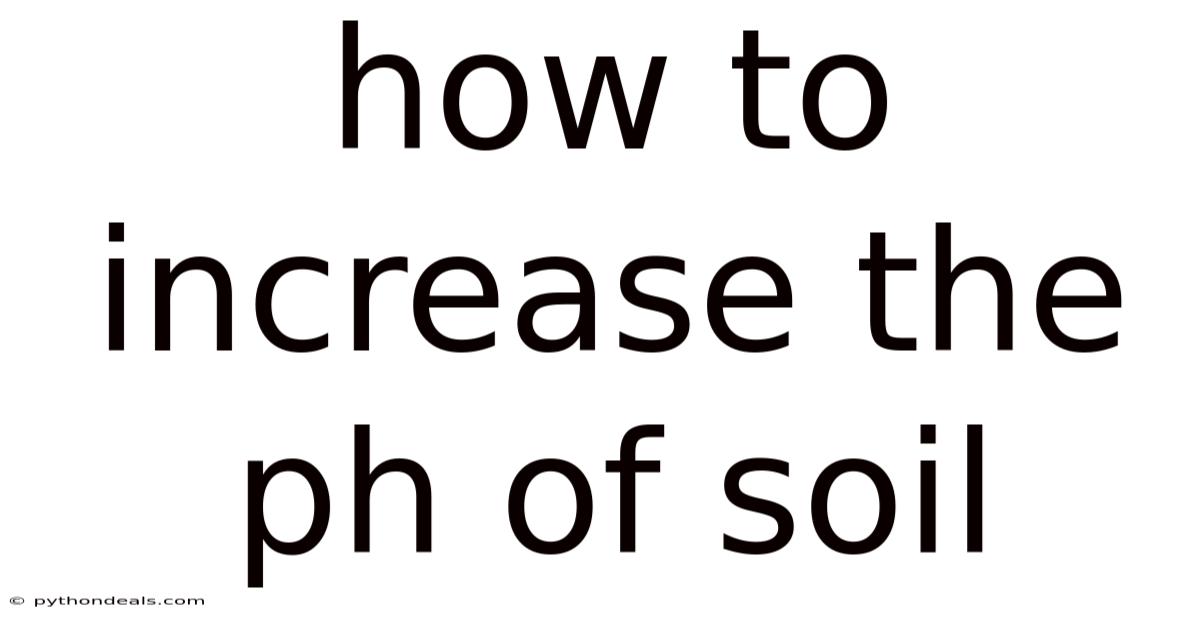 How To Increase The Ph Of Soil