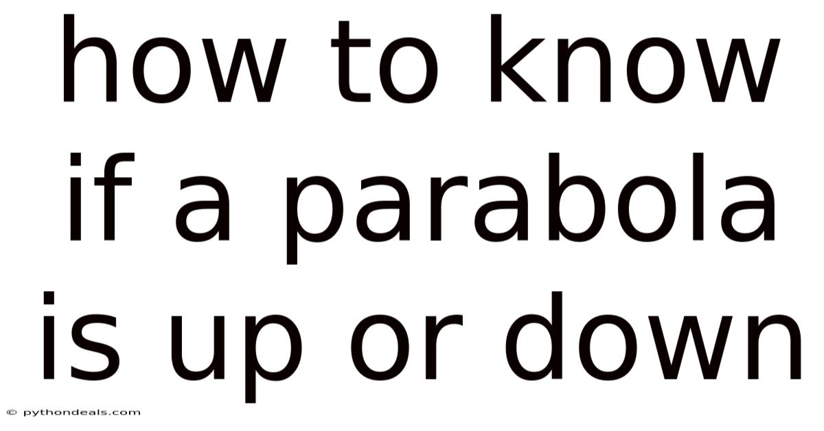 How To Know If A Parabola Is Up Or Down