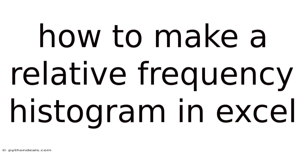 How To Make A Relative Frequency Histogram In Excel