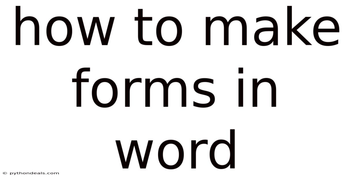 How To Make Forms In Word