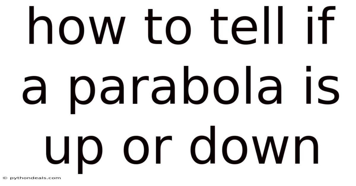 How To Tell If A Parabola Is Up Or Down