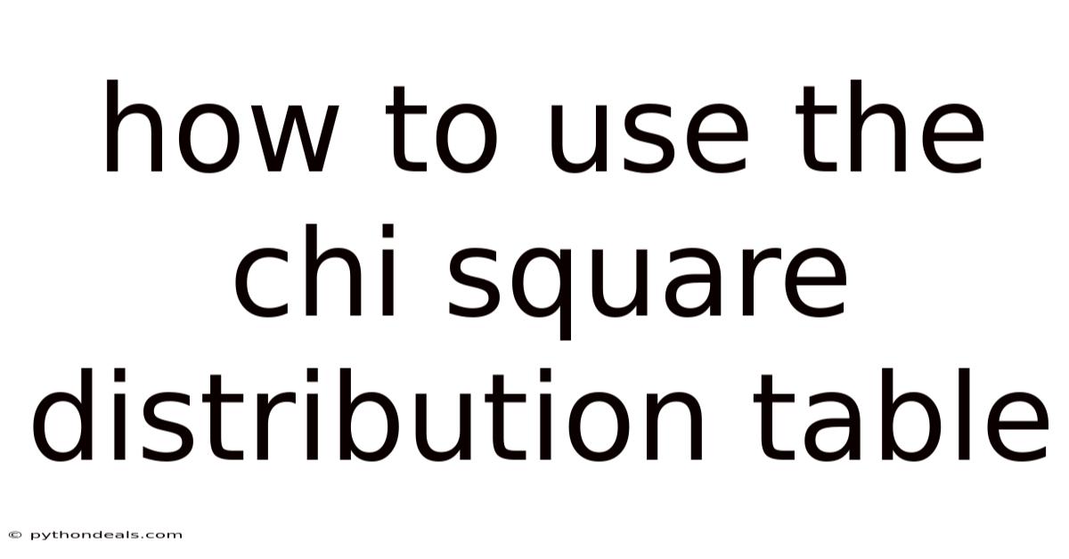 How To Use The Chi Square Distribution Table